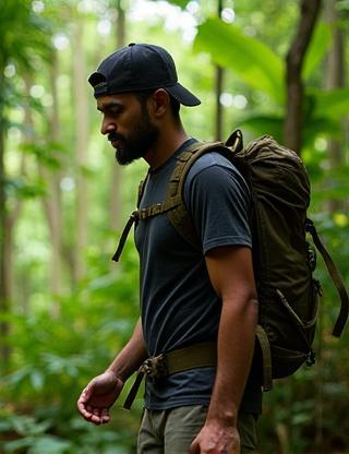 Zul geared up in Urban Threads MY outdoor apparel during a scenic hike in the Malaysian rainforest.